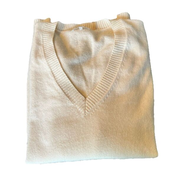 Minnie Rose Ivory Cashmere Knit V-Neck Pullover Sweater Women’s Large - Picture 8 of 8